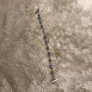 Blue and silver beaded bracelet